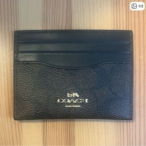 Coach Brown Signature Coated Canvas Card Holder